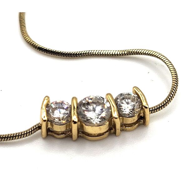 2CT Three Stone Past Present Future Solitaire Necklace 19in - Picture 1 of 7